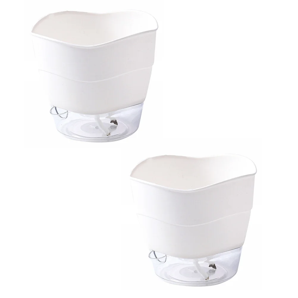 

2pcs Automatic Water-absorbent Flower Pot Plastic Planter Self-watering Fish Tank Durable Eco-friendly Succulent Pot Indoor