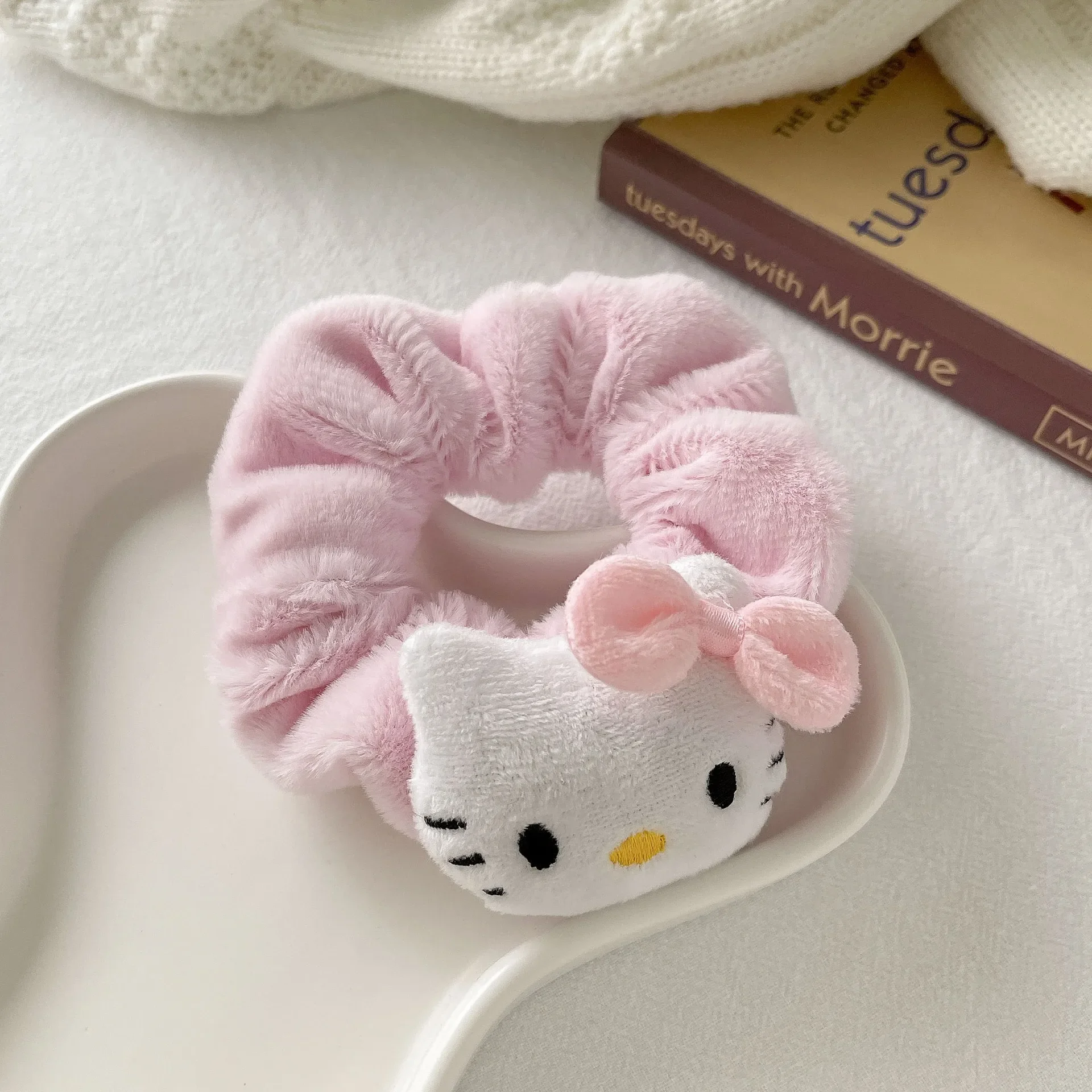 Artificiel astiques Kawaii en peluche pour enfants, bandes de cheveux pour filles, cravates Kuromi de dessin animé, chouchous en caoutchouc, vêtements de sauna, accessoires pour cheveux