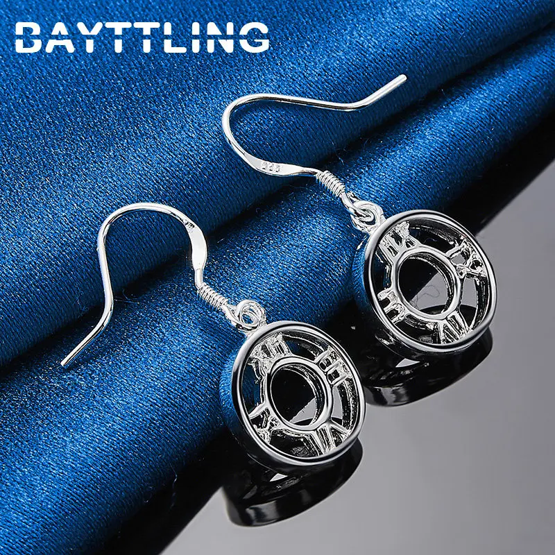 BAYTTLING 925 Sterling Silver High Quality Round Roman Drop Earrings For Women Fashion Wedding Wife Gift Jewelry Accessories