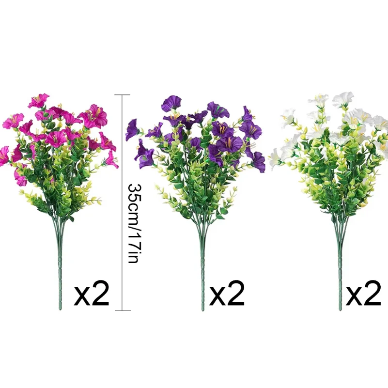 6/9-Pack Artificial Morning Glory Flowers Mixed Bouquets Silk Fake Flower for Spring Outdoor Indoor Home Garden Room Decorations