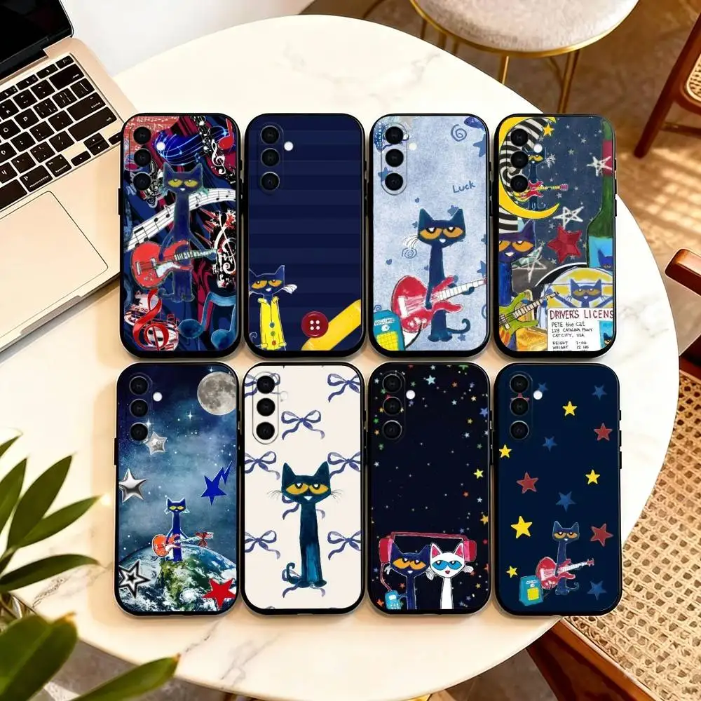 

Pete-S Cat C-Cute Pattern Phone Case Black Silicone Soft For Samsung Galaxy A73,A72,A71,A70,A53,A52,A51
