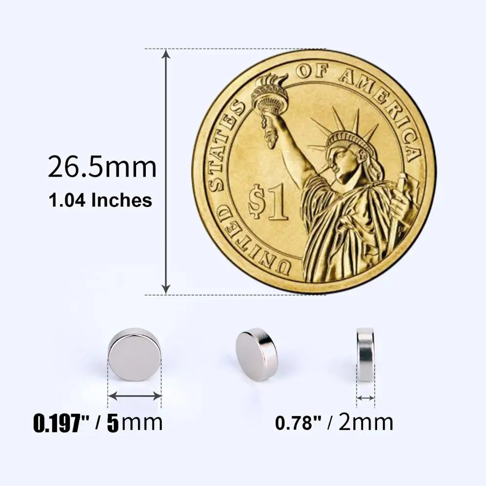 Imán fuerte de neodimio permanente NdFeB N52, disco magnético súper potente, imanes redondos de tierras raras, 5x1, 5x2, 5x3, 5x4, 5x5mm