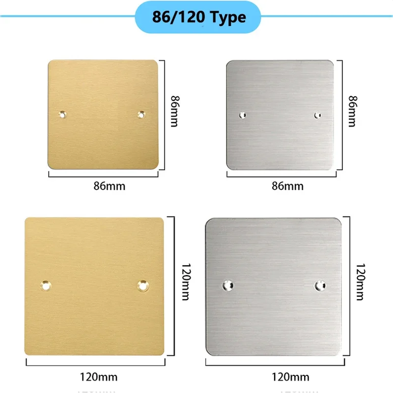 86 /120 Type Stainless Steel Gold Embedded Bottom Box Panel Wall and Ground Socket Decorative Cover Plate