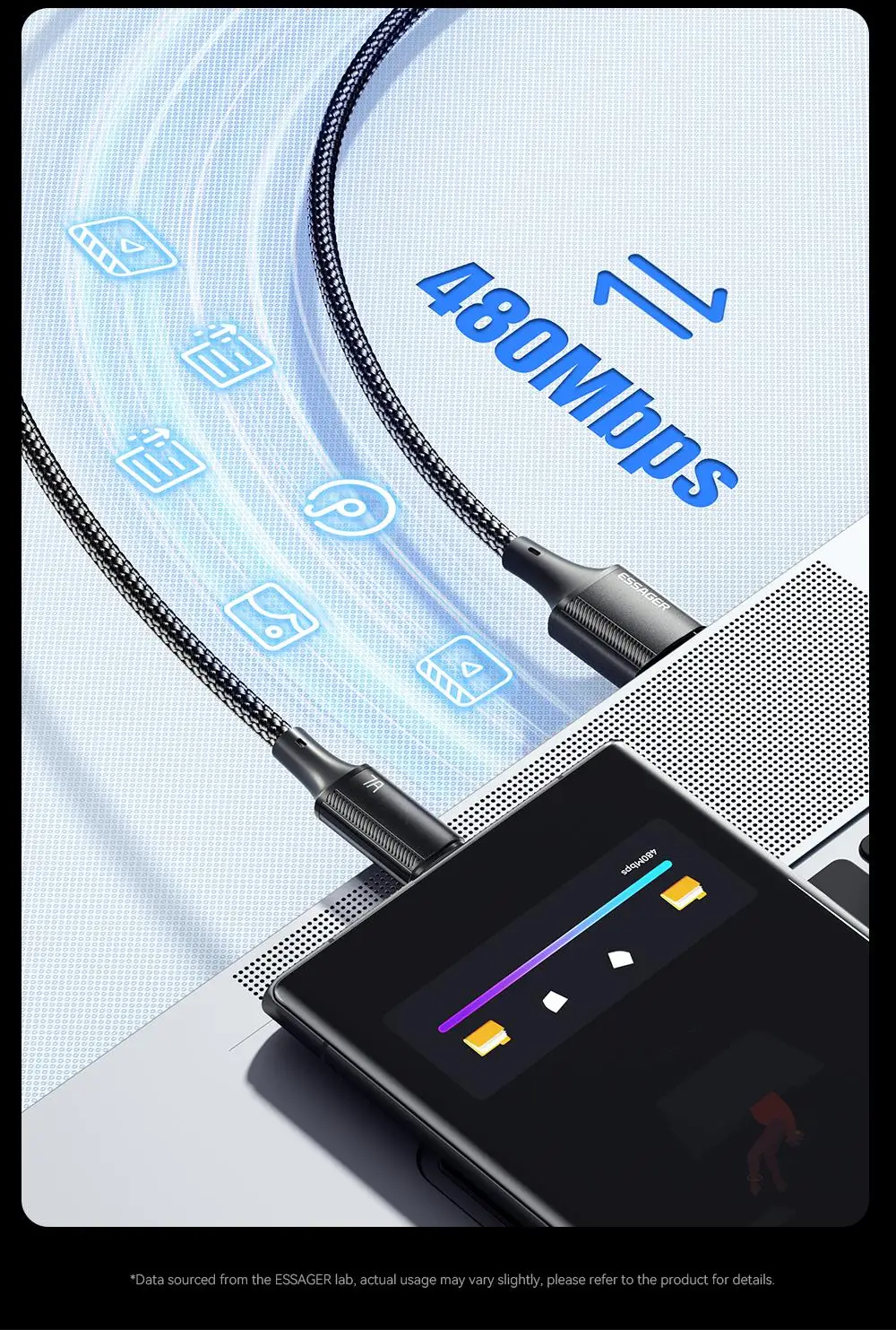 Essager 7A USB Typ C Kabel für Realme Huawei P40 Pro 100W Schnellladekabel USB-C Ladegerät Datenkabel für Samsung Xiaomi Poco F3 – Detail 11