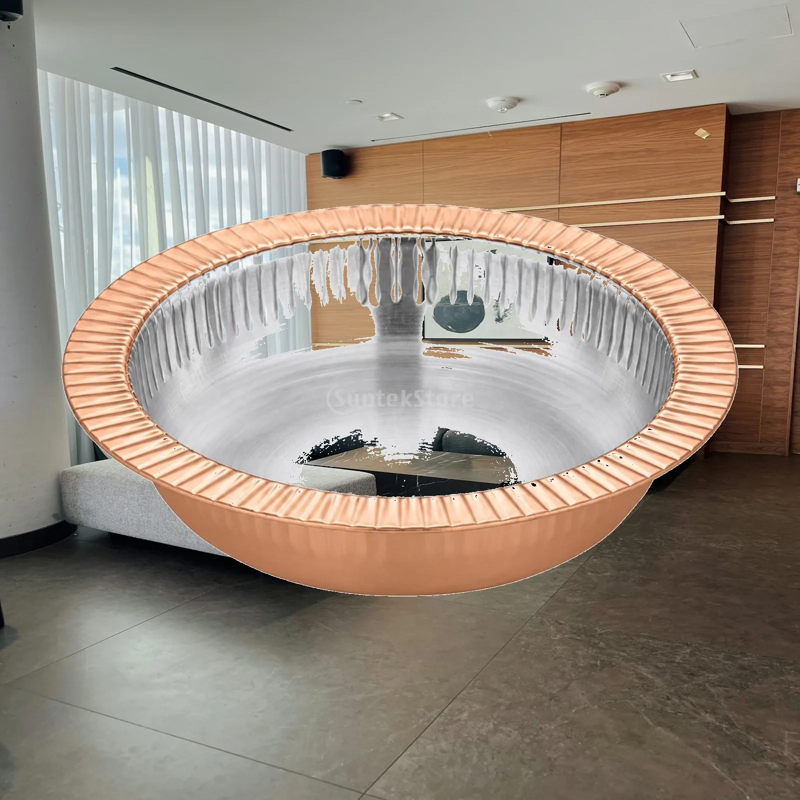 Large Deep Serving Plate Stainless Steel Round Platter 33cm for Sharing Dishes Buffet Table Restaurant Style Food Display