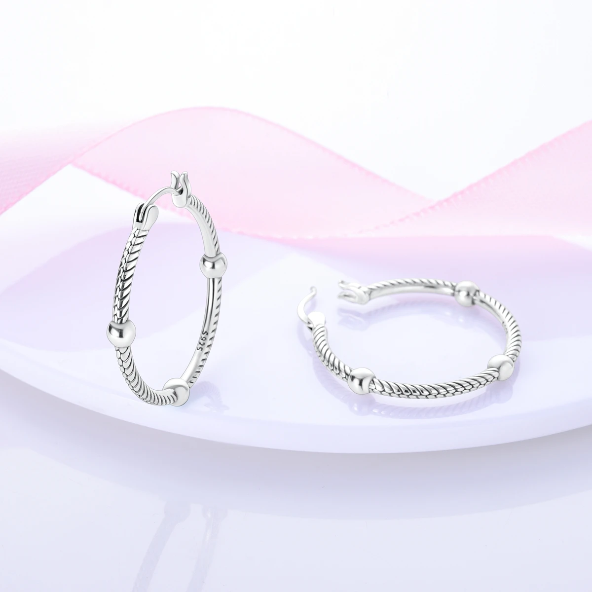 Bestseller 925 Sterling Silber Herz-Ohrringe Passend für Original-Charms Creolen für Frauen Mädchen Ohrstecker Feiner Schmuck Geschenke – Detail 23