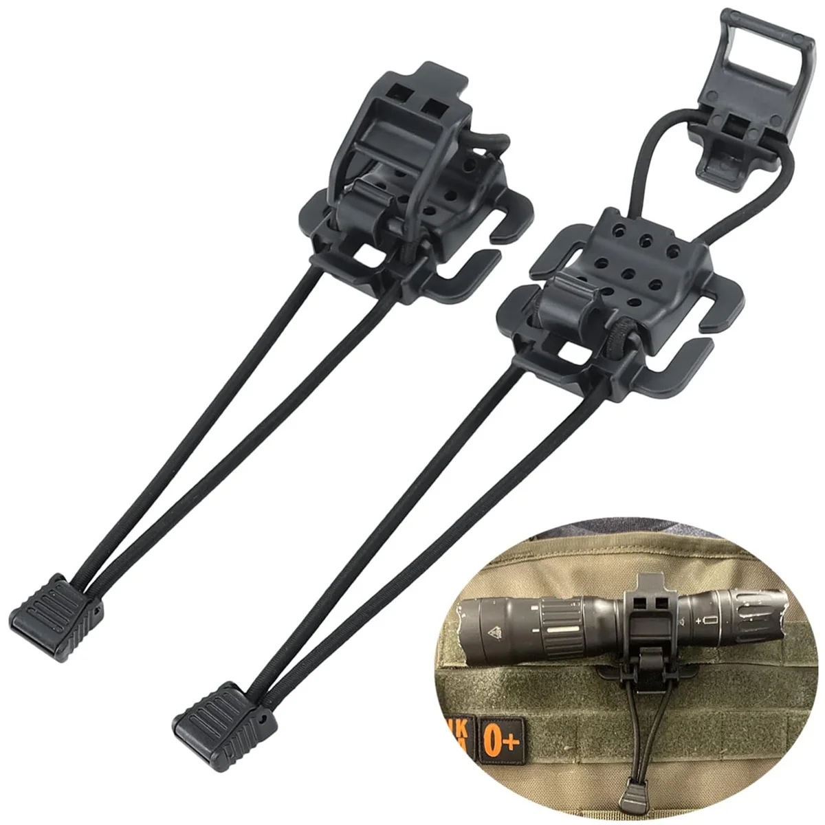 2Pack Outdoor Multipurpose Fastener for Clipping Gear to Backpack Compatible with Molle Bags for Flashlights Shovel Axe and Tool