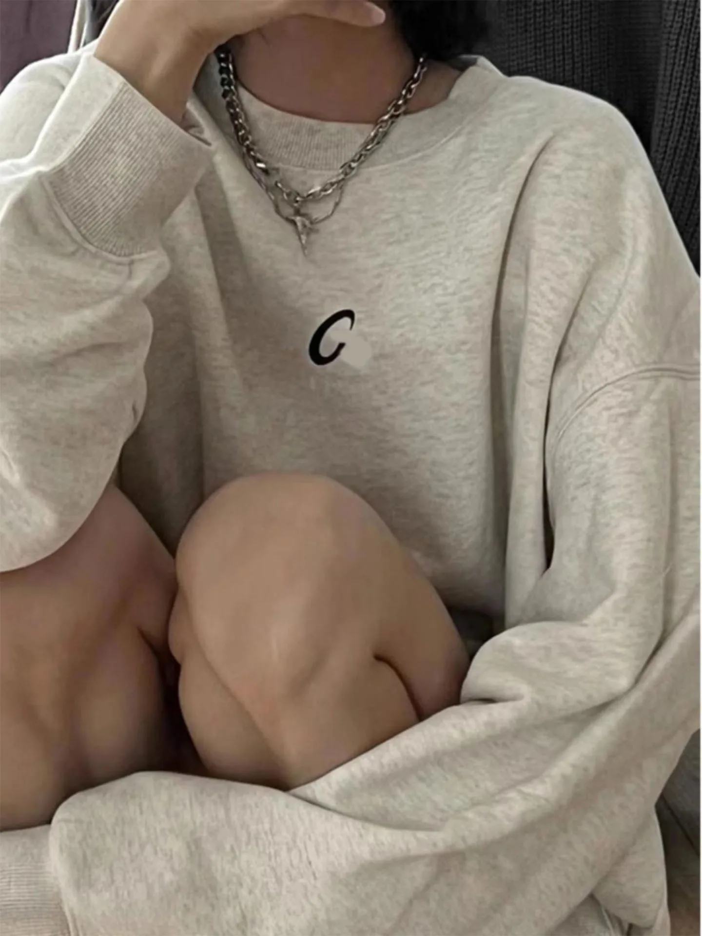 American Retro round Ne Sweatshirt Dames Herfst Winter Casual Los Veelzijdig Thiened Fce Couple's Top INS