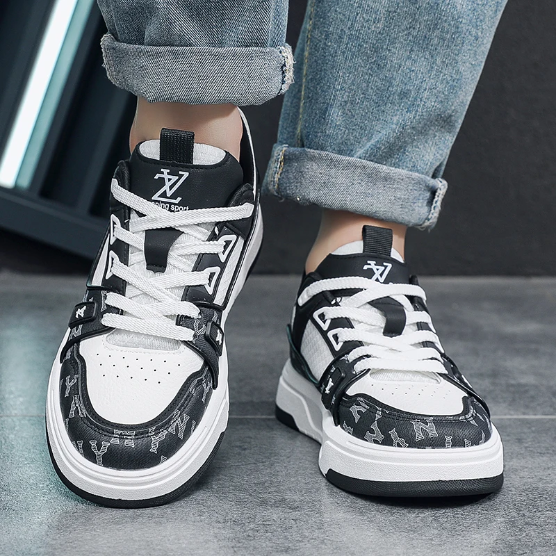 Zapatos de Skateboard con estampado de letras de tendencia para hombre, zapatillas planas de marca de alta calidad, zapatos de Skate con plataforma para hombre, zapatillas de skate