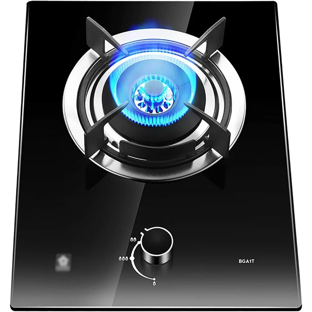 

Burners Gas Hob Built-In Gas Hob 1 Burner Wok 4.2KW Black Glass Cooker for LPG/NG(Lpg)