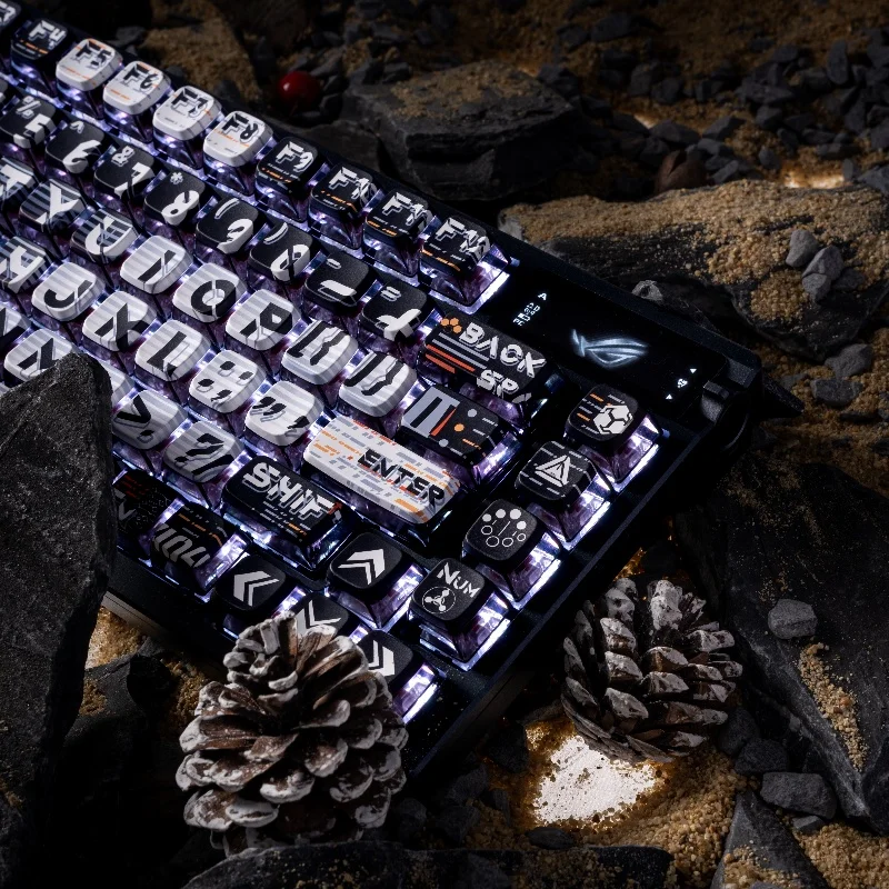 

122-Key Translucent Keycaps, Unique Artistic ASA Height, Morse Cipher Theme, Black And Blue Color Combination, PBT Material