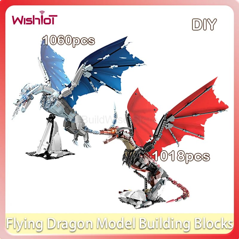 

1000PCS+ Movie Series Fire Dragon Building Blocks Creative MOC Ice Dragon Model Assembly Bricks Toys for Boy Birthday Gifts #T3