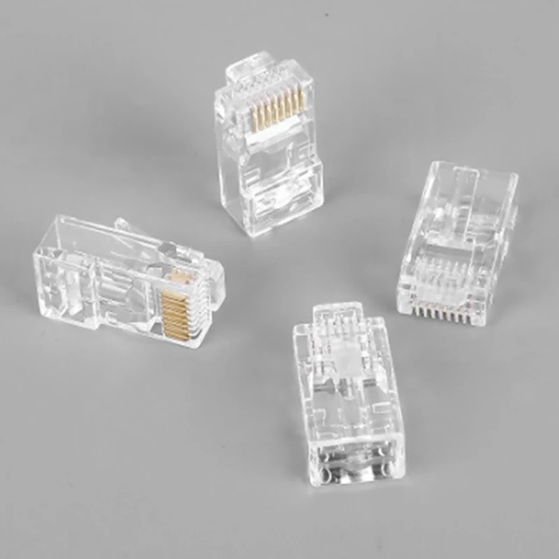 500 Rj45 melalui lubang 8P8C berlubang Cat6 Kategori 6 colokan kristal tanpa pelindung steker Modular jaringan