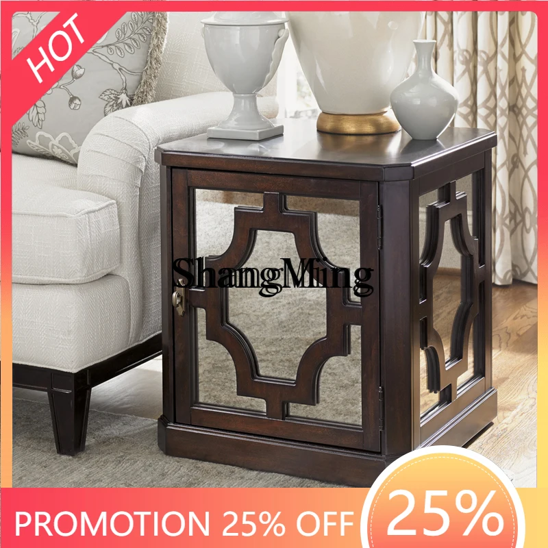 

SM new antique sofa side cabinet Chinese simple log mortise and tenon square corner table