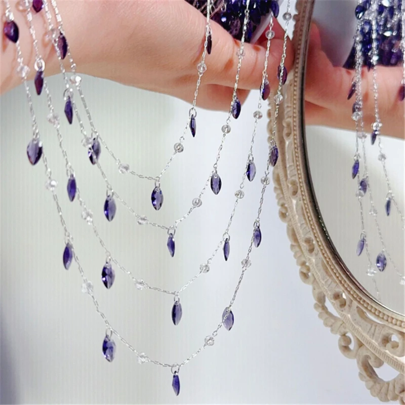 10 Meters New No Fade Purple Crystal Waterdrop Beads Link Chains DIY for Bracelet Necklace Garment Jewelry Making Accessories