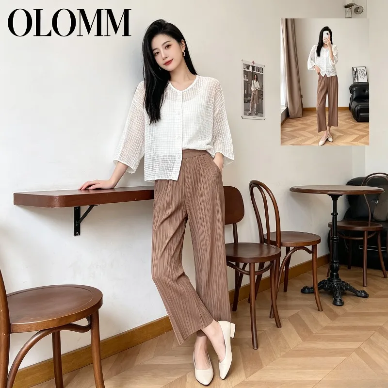 Miyake Pleated 2026 Summer New Women's Shirt White Simple Fashion Loose Versatile Pleated Age-Reducing Casual Cardigan Top Pleat