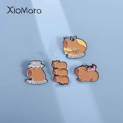 Capybara Hippo Enamel Pins Custom Cartoon Animal Brooches Lapel Badges Cute Funny Hippopotamus Jewelry Gift for Kids Friends