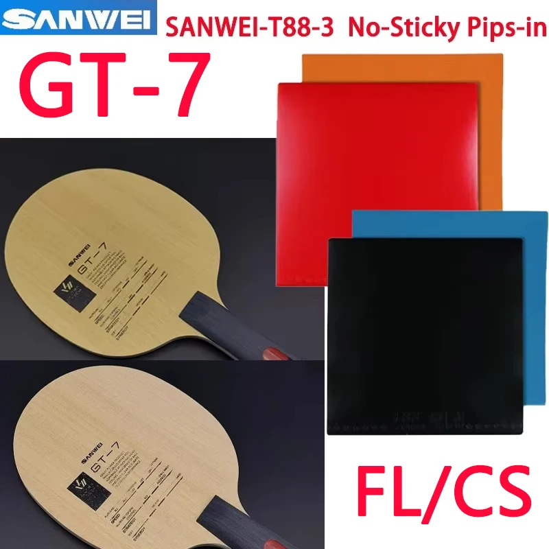 

SANWEI GT-7 Ракетки для настольного тенниса 5 + 2-слойное внешнее карбоновое весло для пинг-понга FL/CS Fast Attack & Loop T88-3 Резина для настольного тенниса