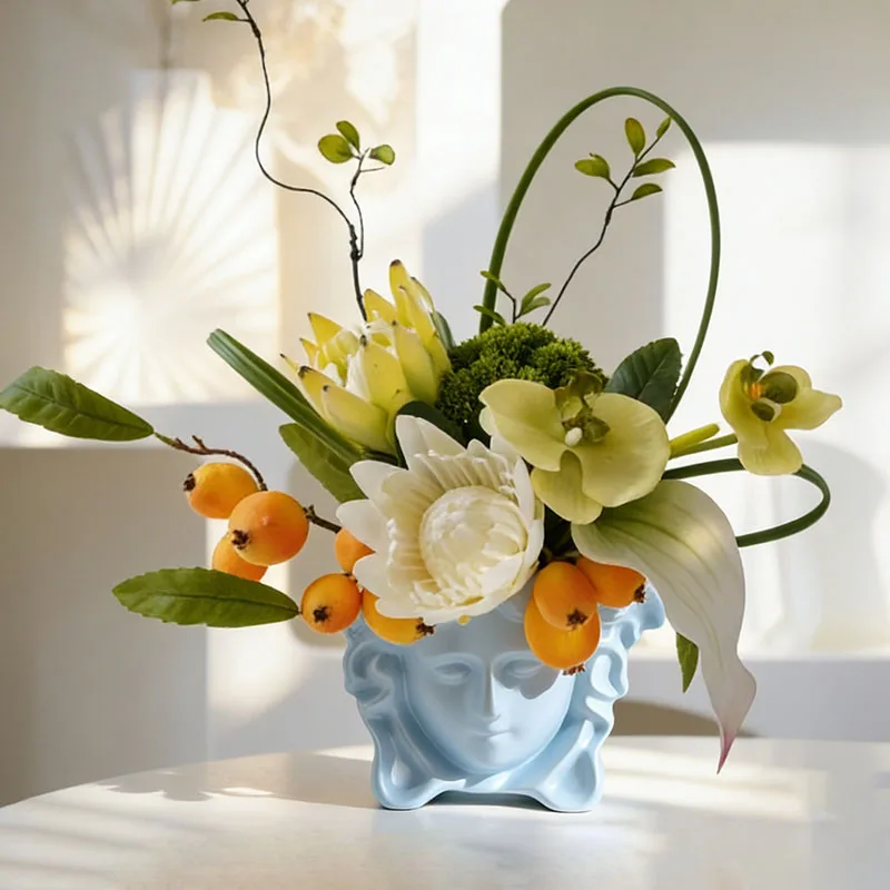 Image of Blumentopf im griechischen Stil für Zuhause, Wohnzimmer, Schlafzimmer, Blumentopf-Dekoration zum Einsetzen von getrockneten Blumen, künstliche Blumen, Geschenk