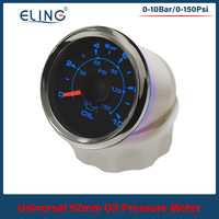ELING Waterproof Universal 52mm Oil Pressure Gauge 0-5Bar 0-10bar for Car Truck Boat with 8 Colors Backlight 9-32V