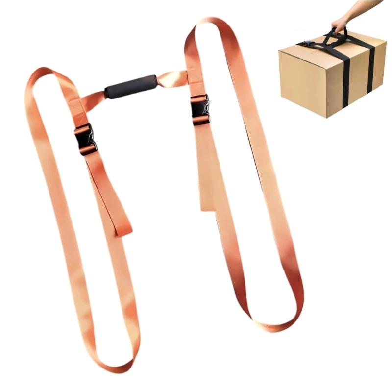 X5XA Box Carrying Strap with Handle Stitching Adjustable Heavy Duty Ordinary Luggage Lashing Strap Holder for Safe Moving,