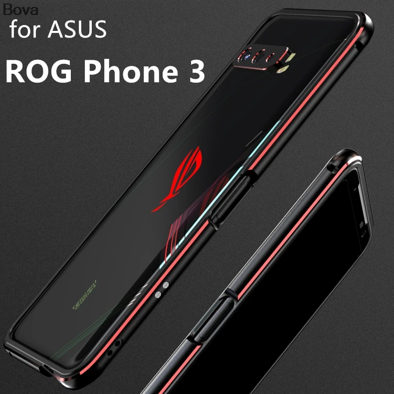 Case For ROG Phone3 Luxury Deluxe Ultra Thin aluminum Bumper for Asus ROG Phone 3 ZS661KS + 2 Film (1 Front +1 Rear)