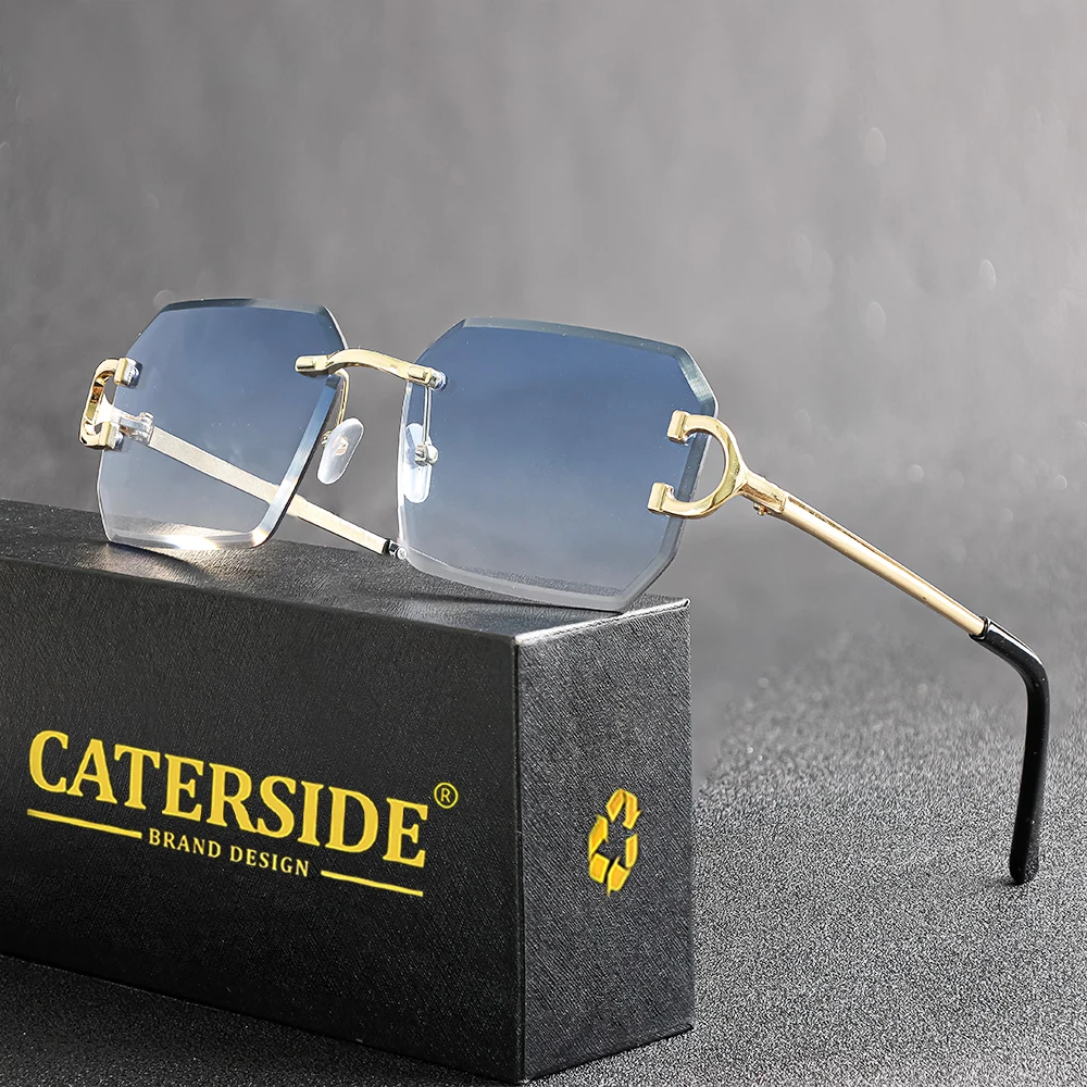 CATERSIDE-Óculos Poligonais Sem Fronteiras para Homens e Mulheres, Design de Marca de Moda, Lente Cortada, Óculos De Sol, Viagem Party Eyewear, Novo