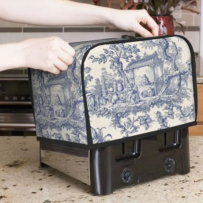 Toile De Jouy Toaster Cover Bread Toaster Protector Machine Washable Fits Most Standard 2 4 Slices Toasters Dust Proof Cover