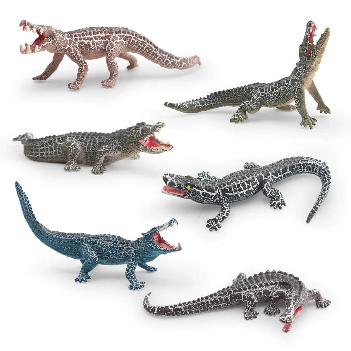 6pcs Realistic Crocodile Set Wild Reptile Model Crawling Wild Boar Imperial Crocodile Desktop Craft Decoration Home Decor
