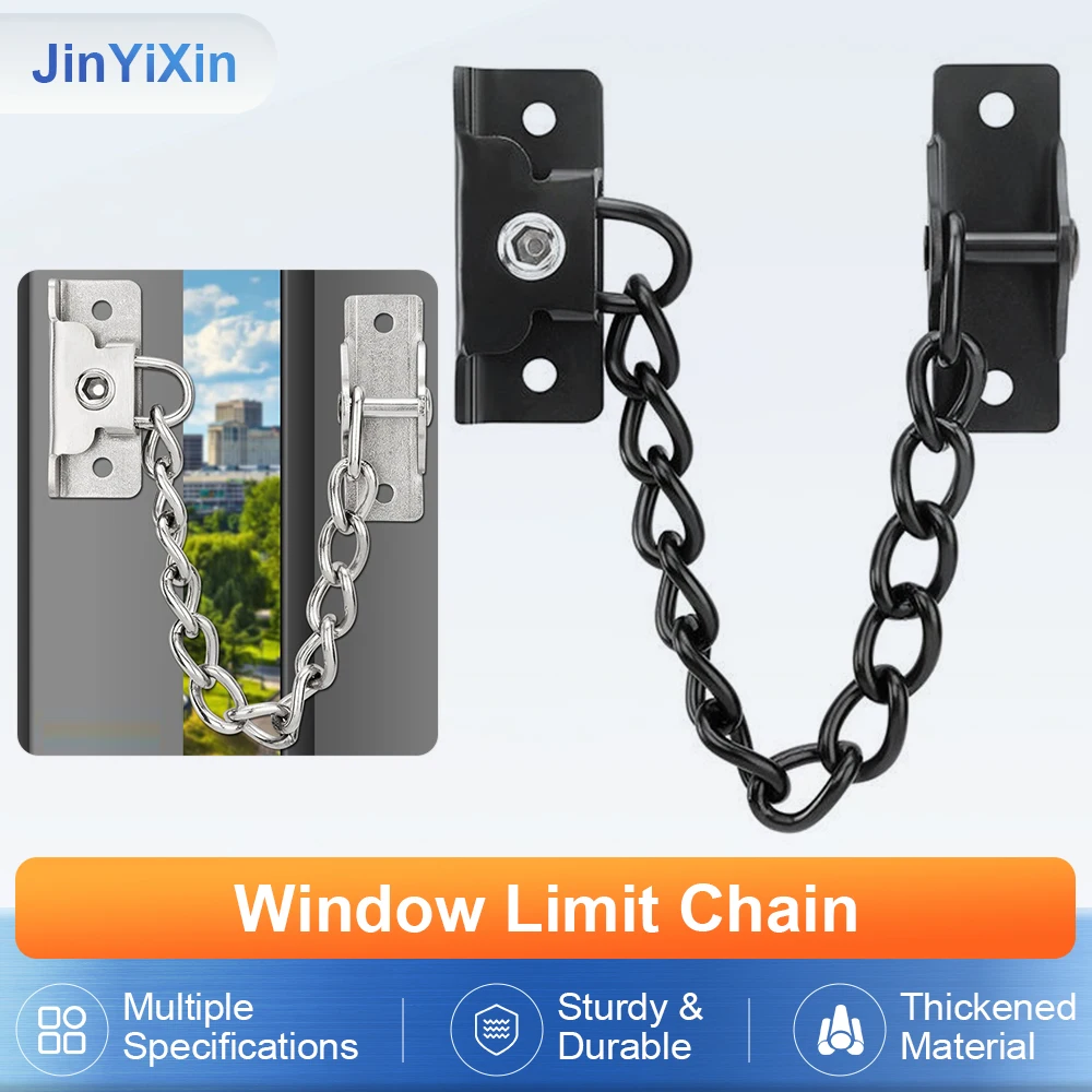 Black Window Child Safety Lock Limiter Casement Window Limiter Chain Outside Opening Window Protective Latch Safety Chain