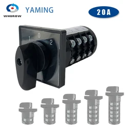 HZ5B-20A Two/Three Positions Manual Rotary Cam Changeover Switch 1-4 Poles Silver Contact Power Control