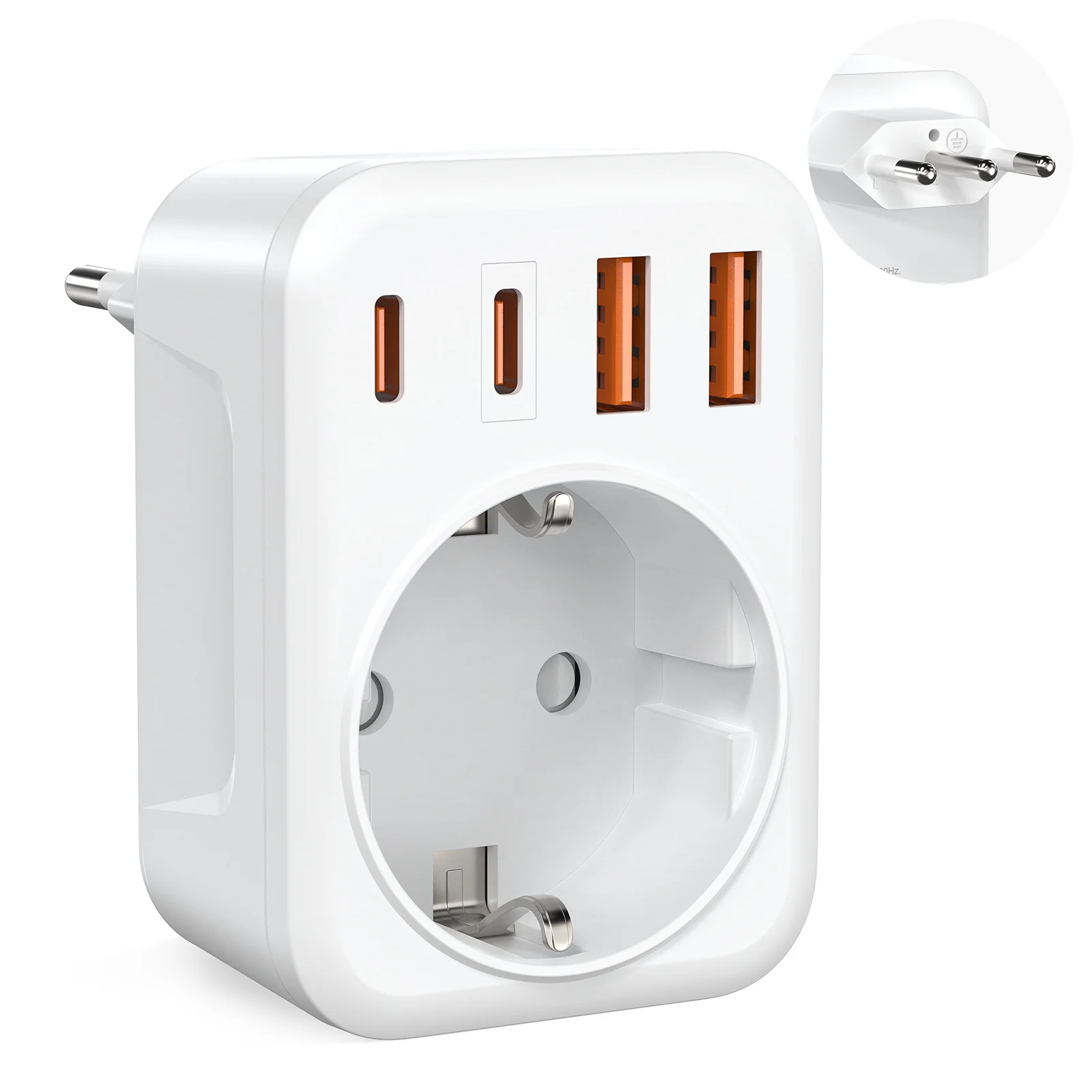 

Дорожный адаптер Италии, вилки из ЕС в Италию, настенная розетка с 2 портами USB-A, зарядным устройством типа C в Италии, Мальдивы, Чили