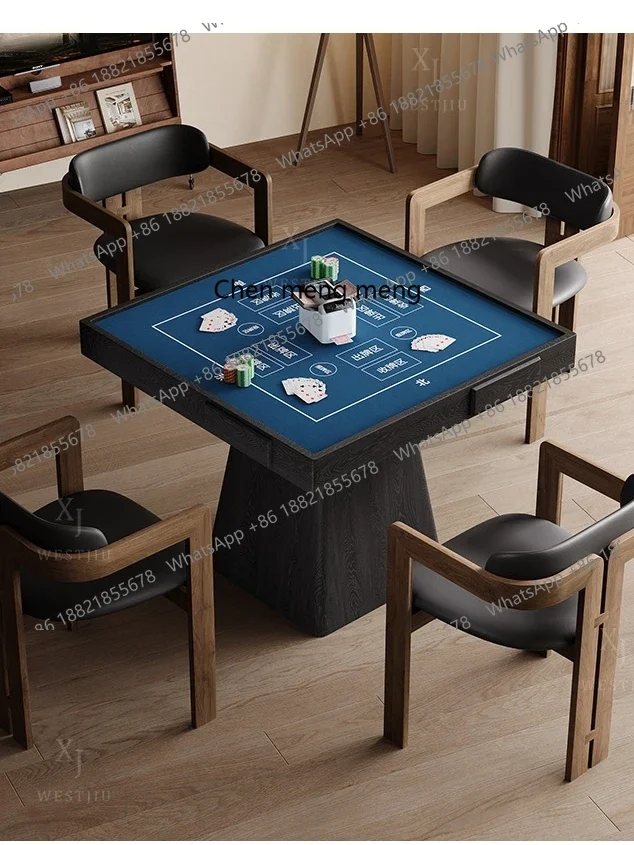 

New arrive Automatic egg table dining table dual-purpose high-end solid wood poker chess and card square tea table