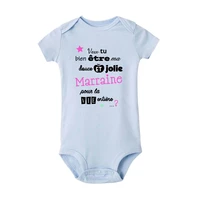 Do You Want To Be ma marraine imprimer bébé barboteuse marraine demande infantile body nouveau-né à manches courtes combinaison enfant en bas âge vêtements 9
