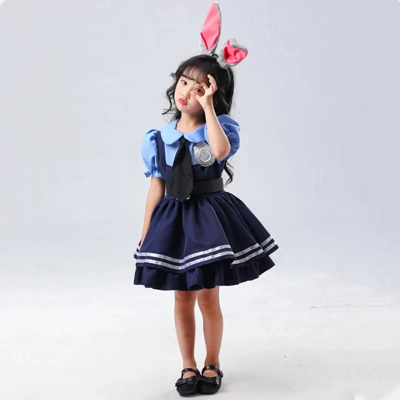 Girls Judy Hopps Halloween Cosplay Costume For Kids Crazy Animal City Rabbit Police Officer Zoo Costume Fancy Dress Up Gifts