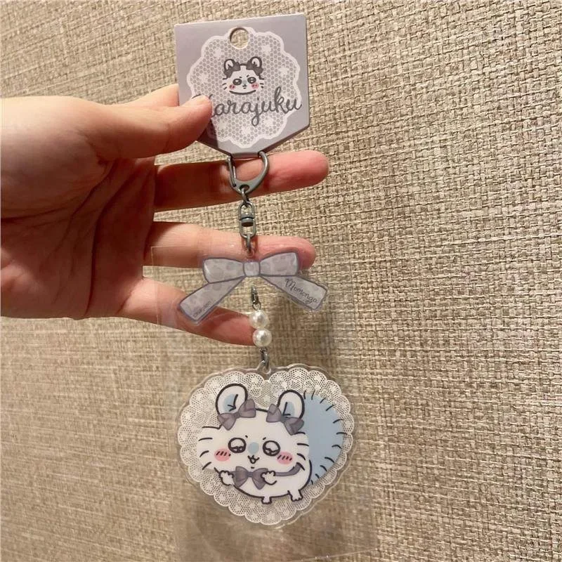 New Jiika Acrylic Keychain with Bow Lace, Harajuku Jiika Small Eight Usagi Keychain LikeYou