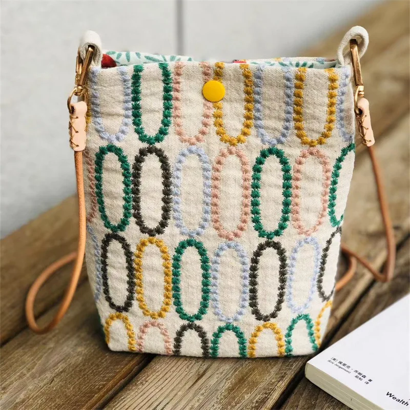 

Handmade Embroidery Mini Phone Crossbody Bag - 3D Unique Cotton Pouch for Women, Small Lightweight Travel Organizer