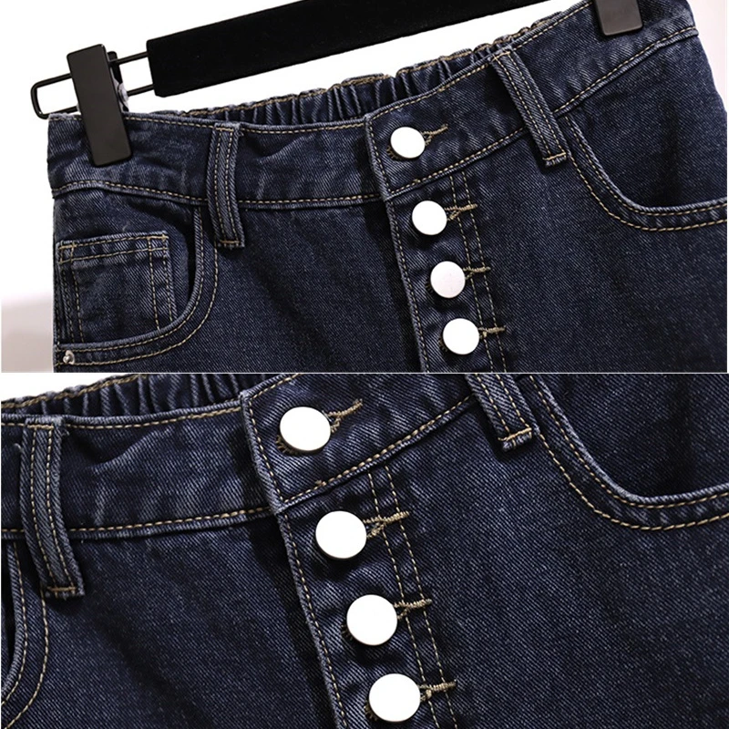 Slanke Hoge Taille Jeans 2022 Nieuwe Dikke Dames Nieuwe Losse Wijde Pijpen Broek Solid Goede Kwaliteit Vrouwen Broek Knop pocket Streetwear