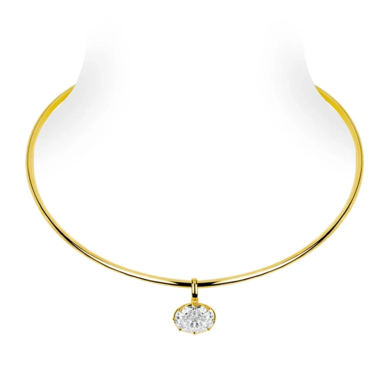 Bellux Pendant Torques Plated 18k Gold Synthetic Zircon Gold Color Necklace White Diamond Pigeon Egg Fashion Jewelry