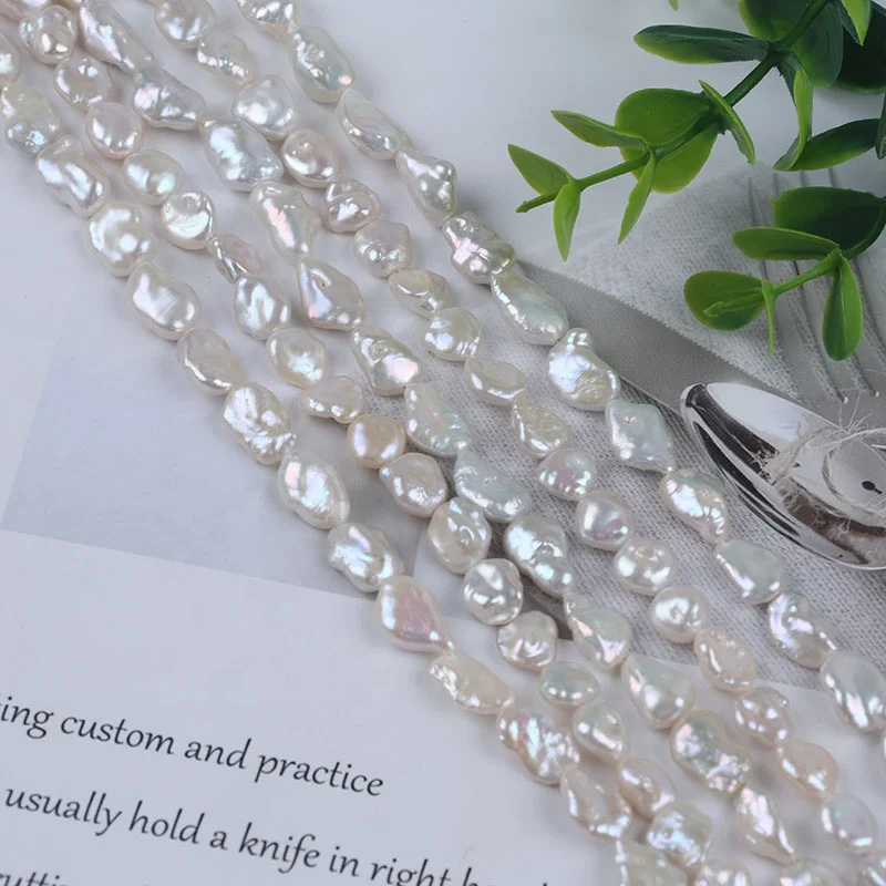 

Wholesale 8-9*11-12mm natural white color freshwater keshi pearls beads strand for women jewelry making