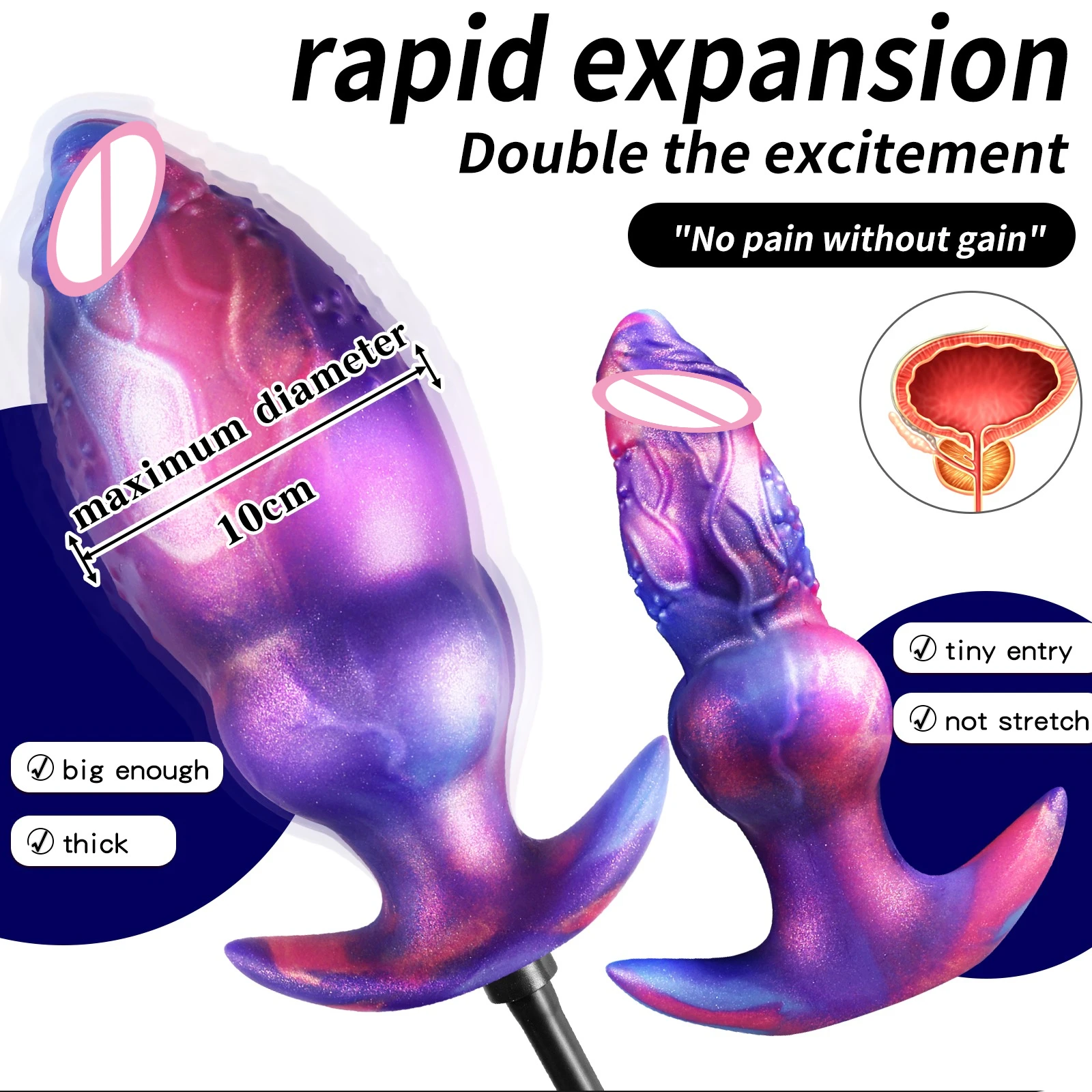 NEW Expand 10CM Inflatable Anal Plug Wear Butt Plug Monster Dildo G-Spot Stimulation Prostate Masturbator BDSM Adult Sex toys