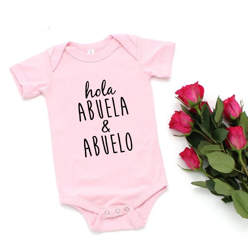 Holy Abuelo Y Abuela Pregnancy Announcement Bodysuit Infant Baby Jumpsuit Announcement To Grandparents Baby Shower Gift