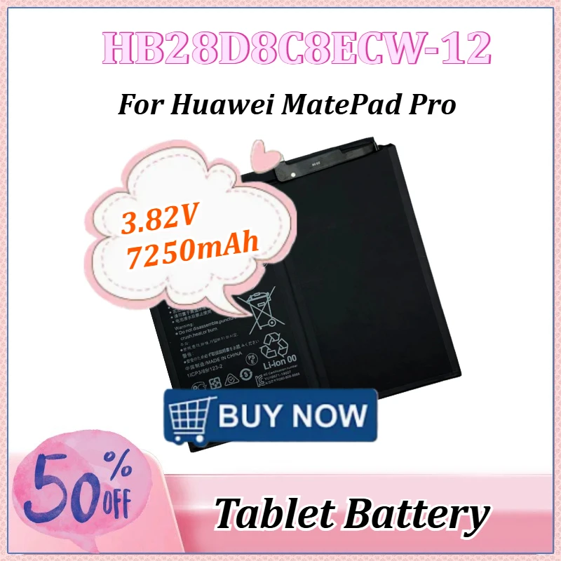 

New 3.82V 7250mAh HB28D8C8ECW-12 Tablet Battery for Huawei MatePad Pro MRX-AL09 AL19 WO9 MatePad 10.4 Batteries