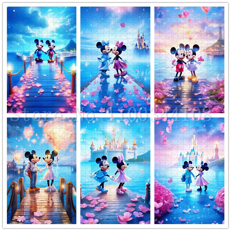 

Disney Mickey Minnie Mouse Puzzles Stress Relief Toys Cartoon Jigsaw Puzzles for Adults Couples Marry Valentine's Gifts