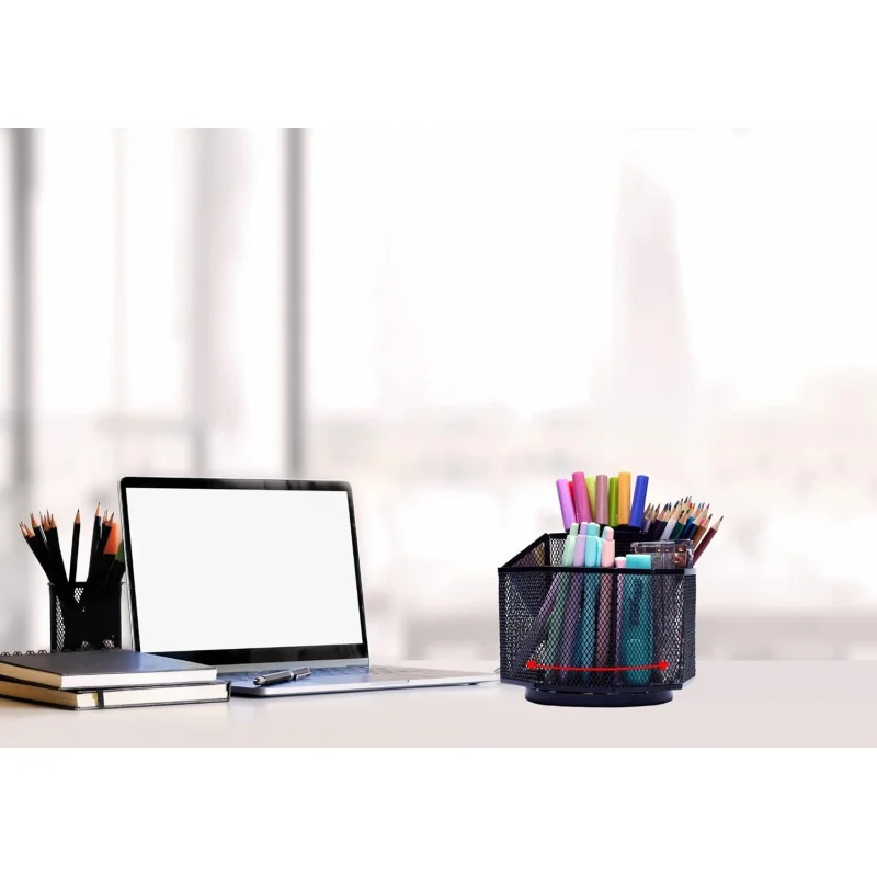EX2750 Black Desk Organiser/Mesh Desk Tidy Candy/Pen Holder/Multifunctional Organiser 360 Rotating