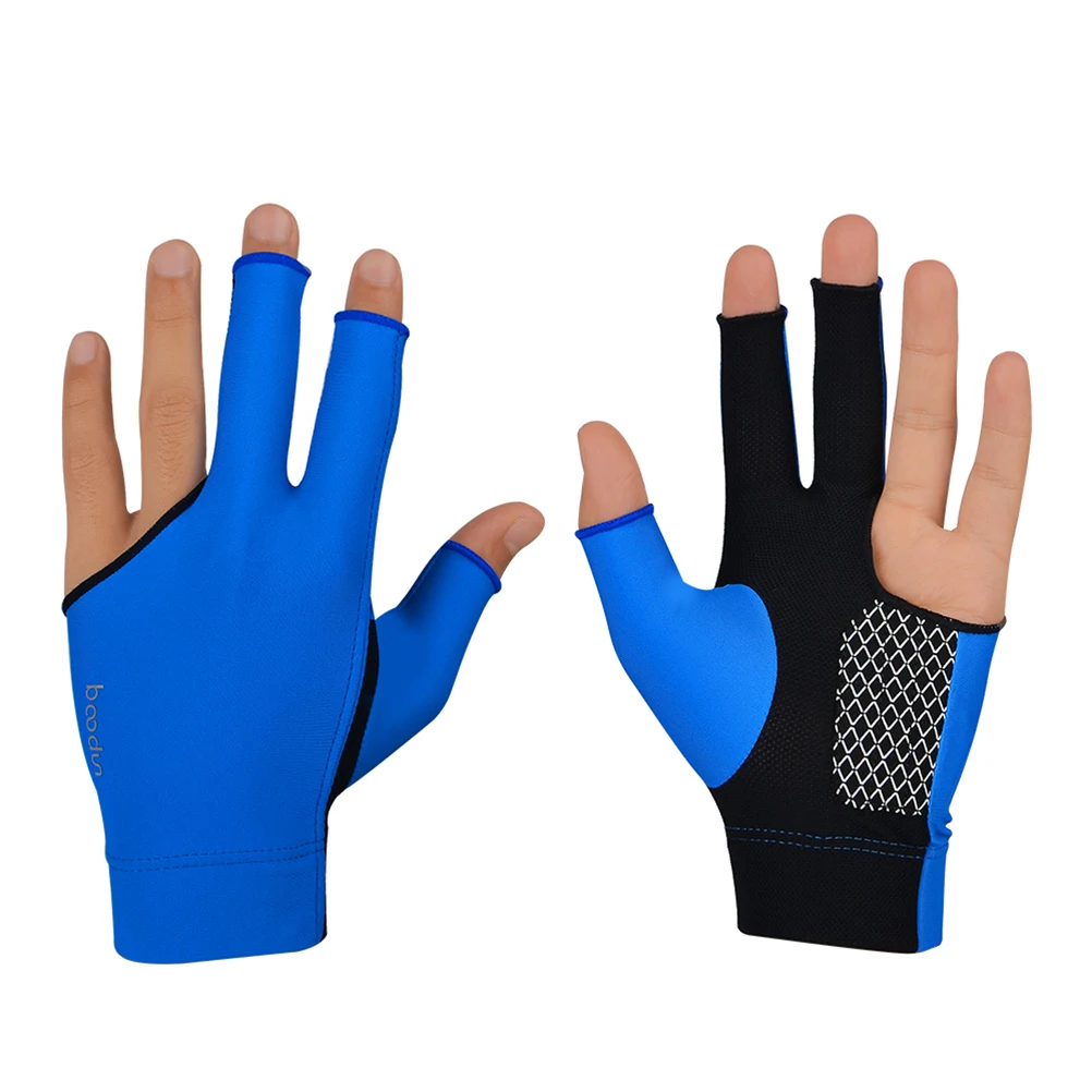 

3 Fingers Billiard Gloves Blue Billiard Glove Right Hand Pool Wear-resistant Comfortable Glove Snooker