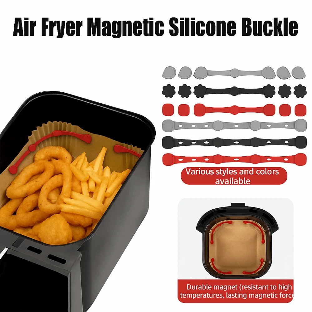 Reusable Air Fryer Magnetic Silicone Buckle Fixation Device Non-Scratch Design Air Fryer Magnets for Parchment Paper