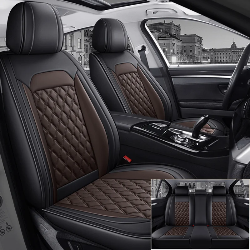5-seater Full Set of Car Seat Cover, PU Leather Full Wrap-around, 3D Three-dimensional Structure, Comfortable, Fits Most Cars