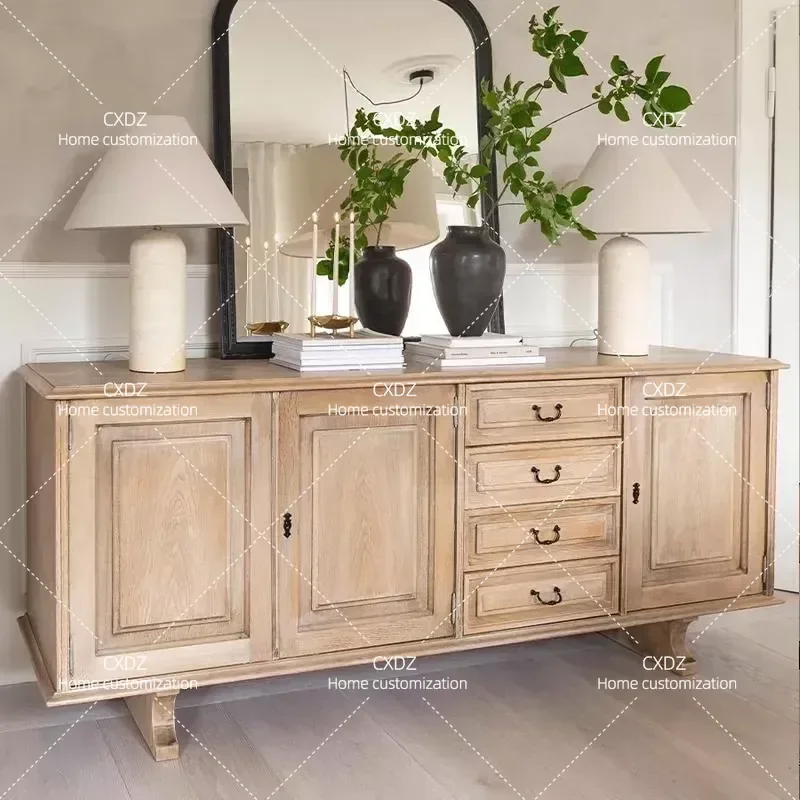 Rural Retro TV Cabinet Foyer Entrance Shoe Storage Decorative Sideboard Console Table for Living Room Hallway Home