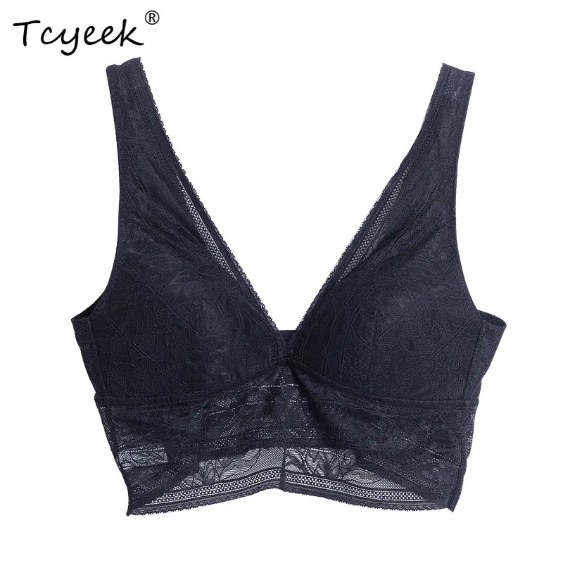 

Tcyeek Lining 100%Pure Silk Women Bra Camisole Wire Free Full Cup Lace Floral Fashion Breathable Thin New Brassiere P3N013QM